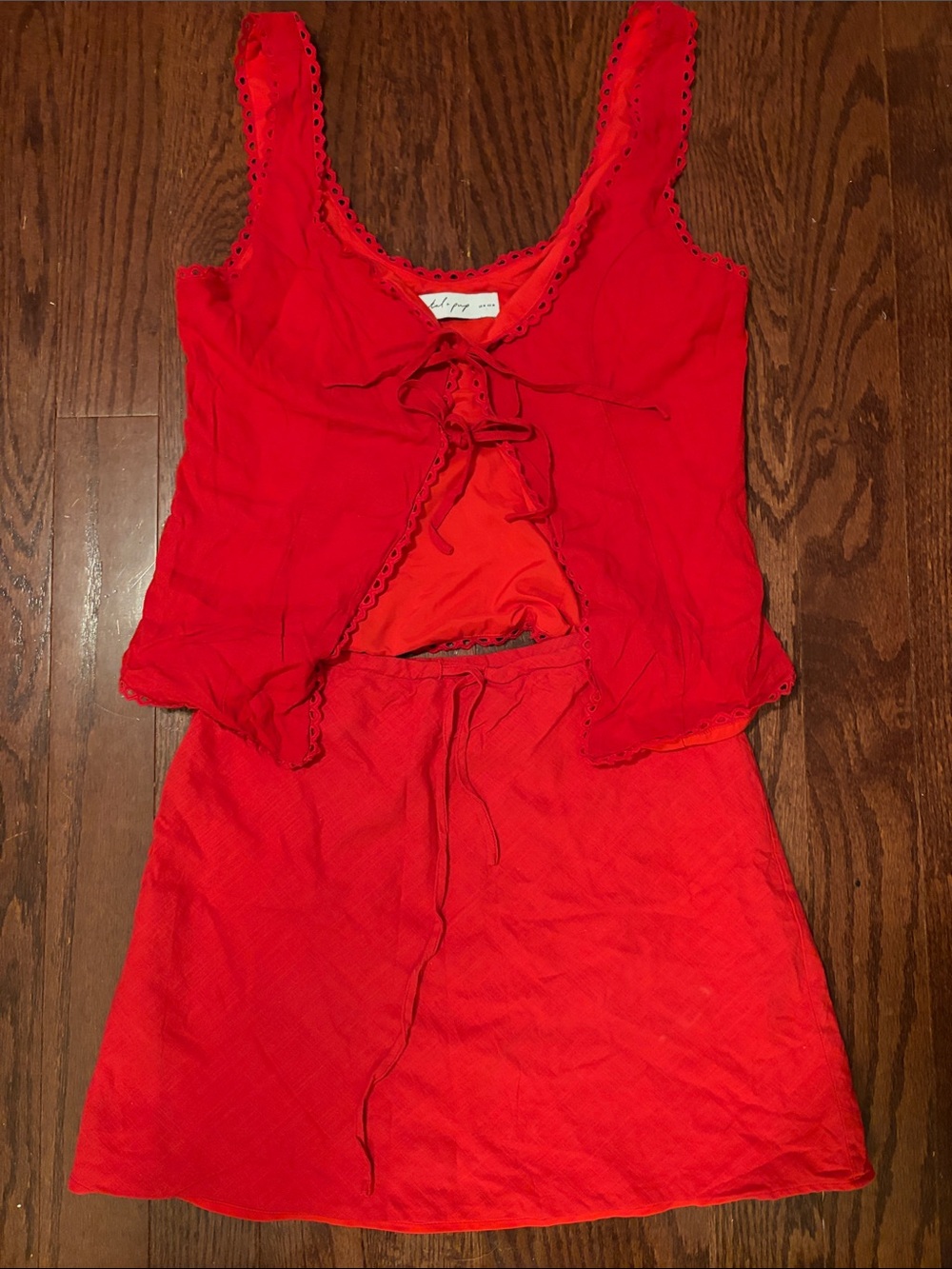 Petal & Pup Two-Piece Red Set Top and Skirt